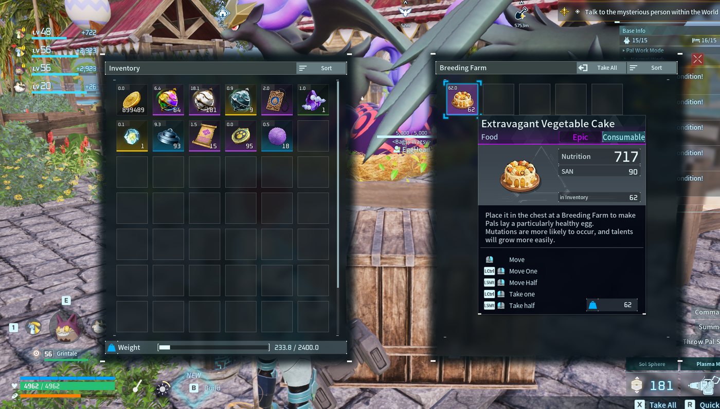 Breeding Farm chest holding Extravagant Vegetable Cakes with the mutation tooltip
